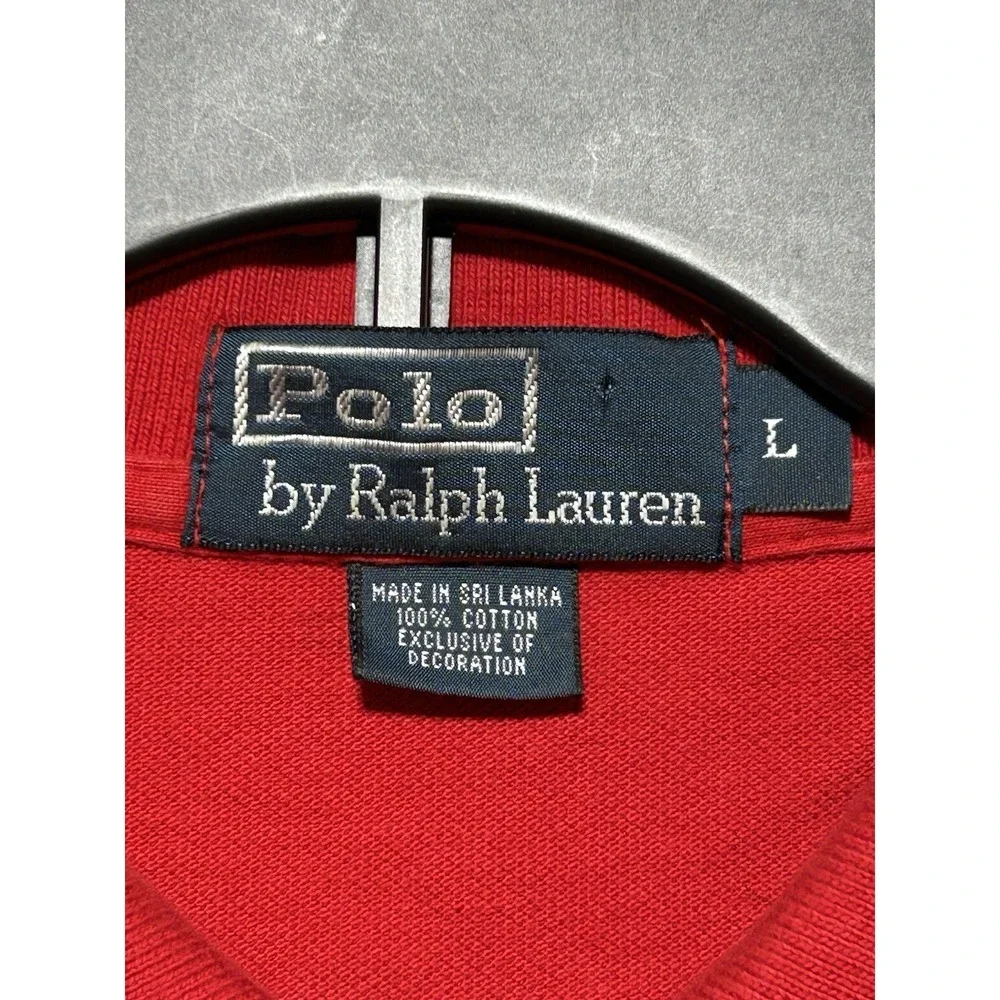 Polo Ralph Lauren Long Sleeve Polo Shirt Mens L Red Cotton Pony Logo